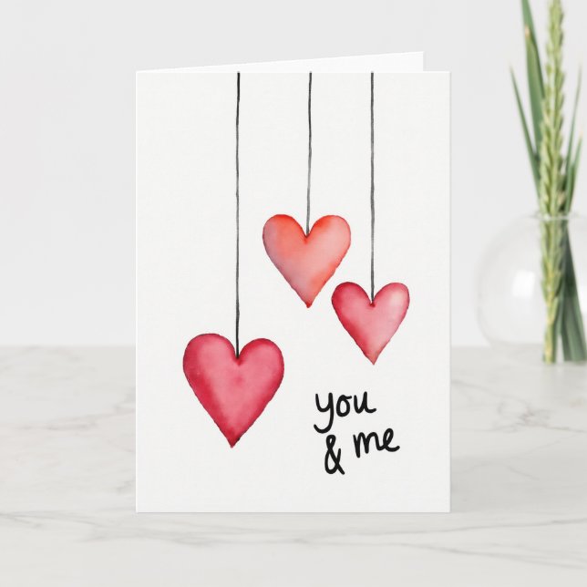 Romantic Love Hearts You And Me Card (Front)