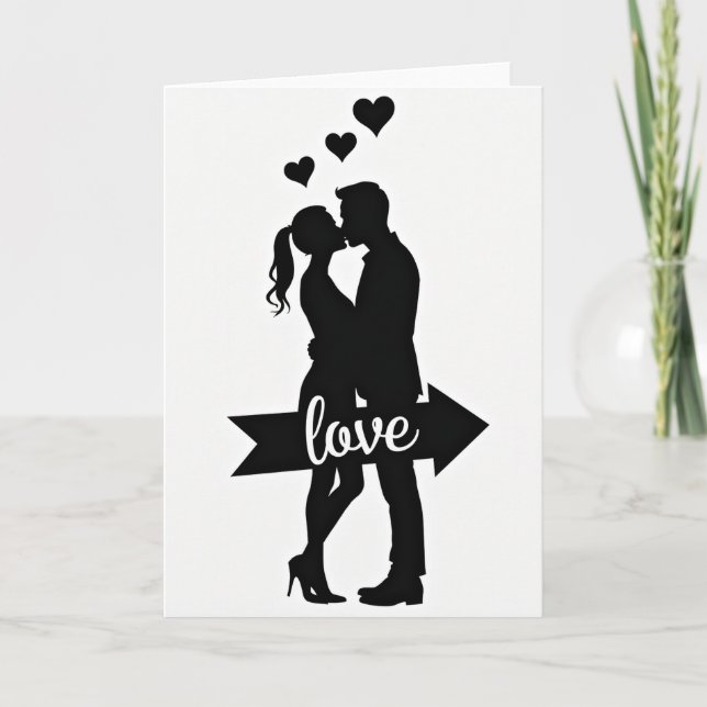 Romantic Love Kiss Couple Card (Front)