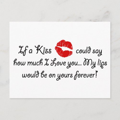 Romantic Love Kiss Quote Kissing Romance quotation Postcard