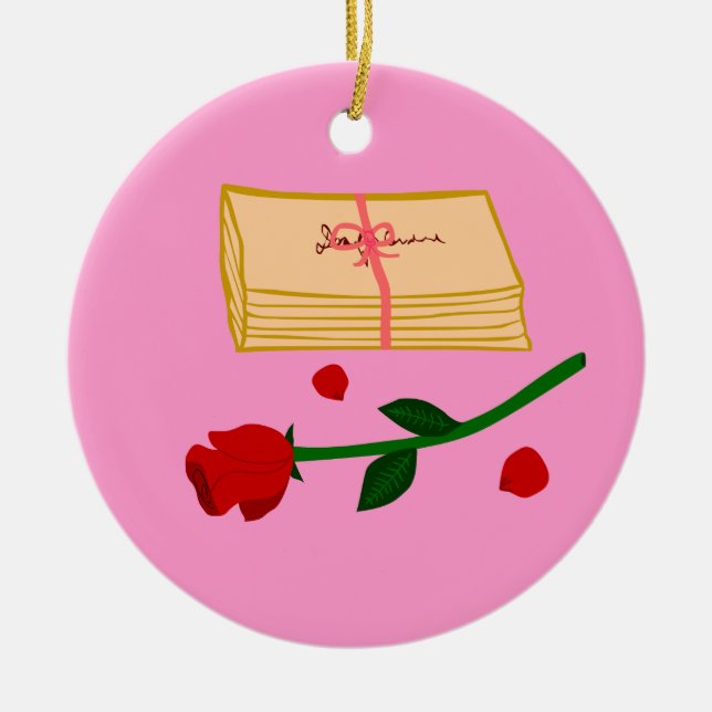 Romantic Love Letters Ceramic Ornament (Front)