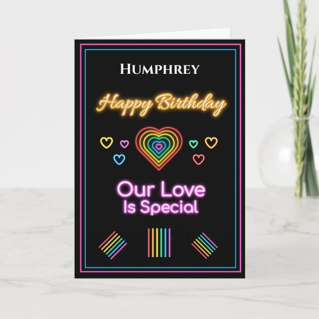 Romantic Love LGBT Rainbow Birthday Personalize Card (Front)