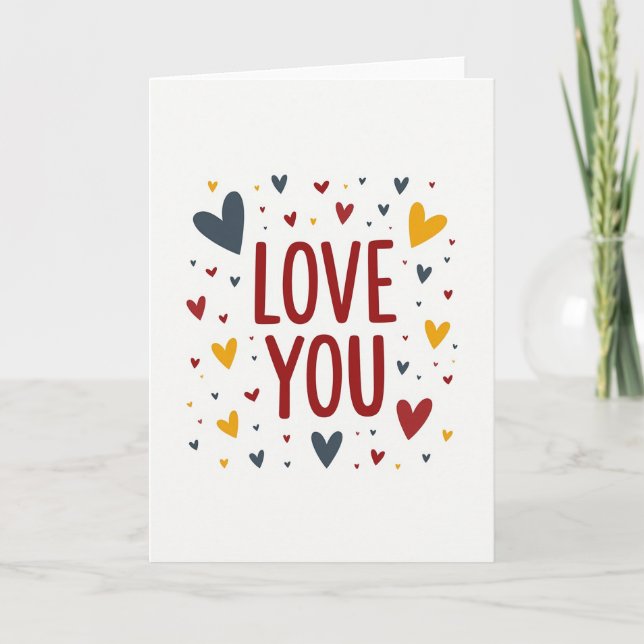 Romantic Love Matte Heart Pattern Card (Front)