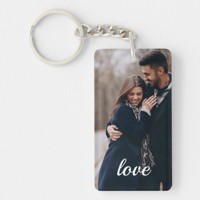 Romantic Love Message Date Personalized Photo Keyc Keychain (Front)