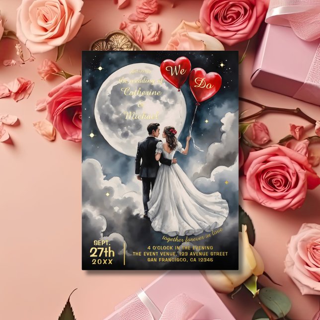 Romantic Love On Cloud Nine Fairytale Wedding Foil Invitation (Creator Uploaded)