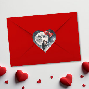 Romantic Love On Cloud Nine Fairytale Wedding Heart Sticker