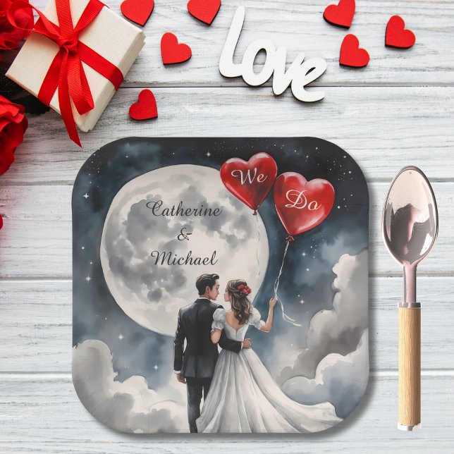 Romantic Love On Cloud Nine Fairytale Wedding Paper Plates (Creator Uploaded)
