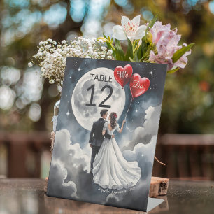 Romantic Love On Cloud Nine Fairytale Wedding Pedestal Sign