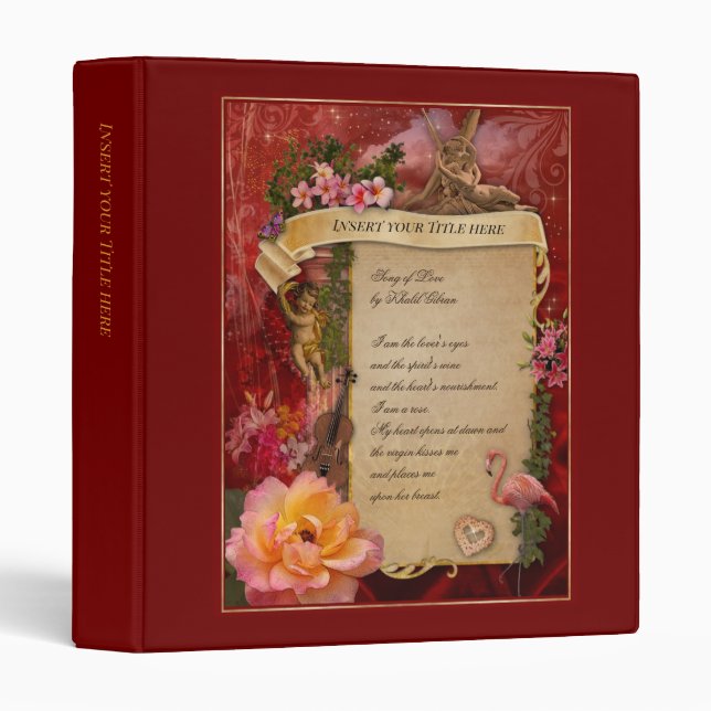 Romantic Love Poem (customizable) 3 Ring Binder (Front/Spine)