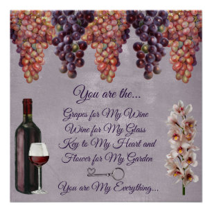 Romantic Love Poem In Purle w/ Grapes Poster