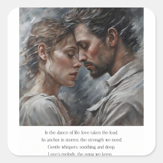 Romantic Love Poem Valentine Art  Square Sticker (Front)