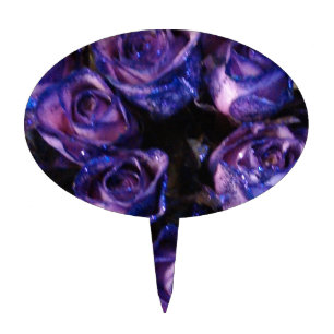 Romantic Love Purple Valentine Glitter Roses Cake Topper