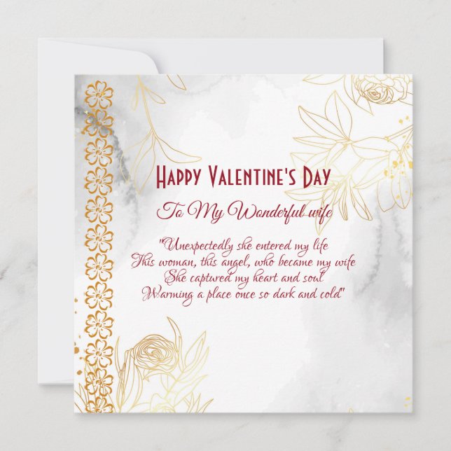 Romantic Love Quote Floral Gold Wife Valentine  (Front)