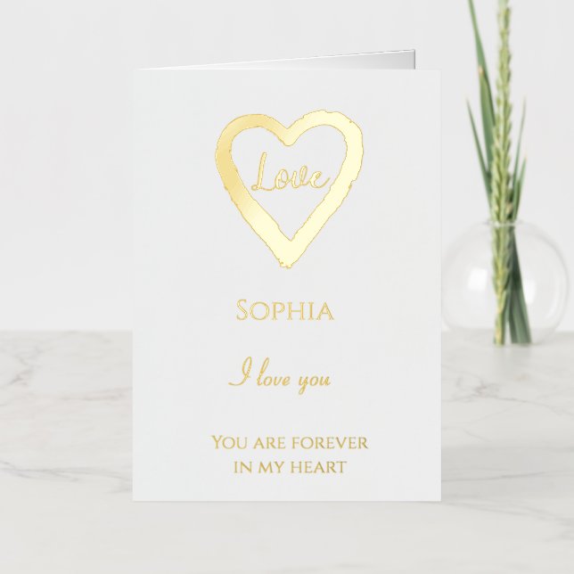 Romantic Love Quote Heart Foil Greeting Card (Front)