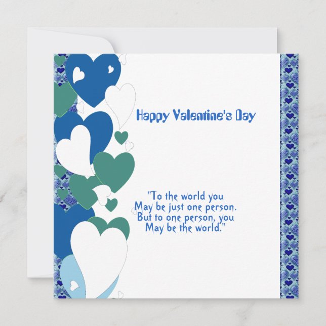 Romantic Love Quote Sweeping Heart Valentine Card  (Front)