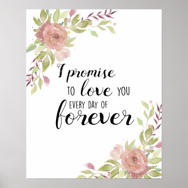romantic love quote watercolor pink flowers chic poster (Front)