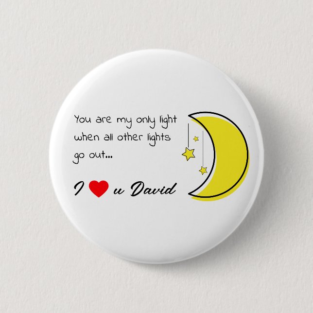 Romantic Love Quote with Moon Vector Art Button (Front)