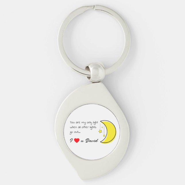Romantic Love Quote with Moon Vector Art Keychain (Front)