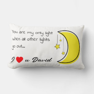 Romantic Love Quote with Moon Vector Art Lumbar Pillow