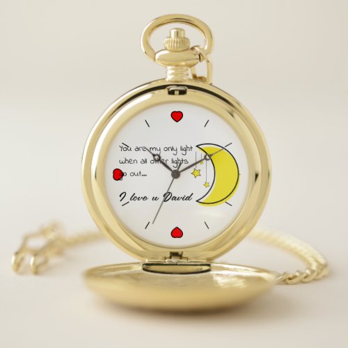 Romantic Love Quote with Moon Vector Art  Pocket Watch