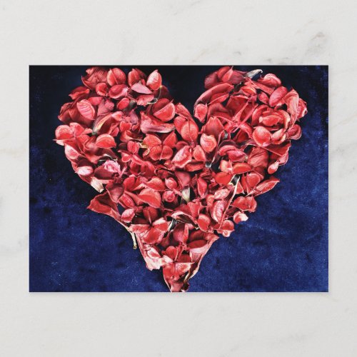 Romantic Love Rose Petal Red Heart Invitation Postcard