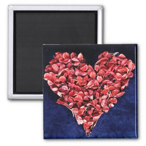 Romantic Love Rose Petal Red Heart Magnet