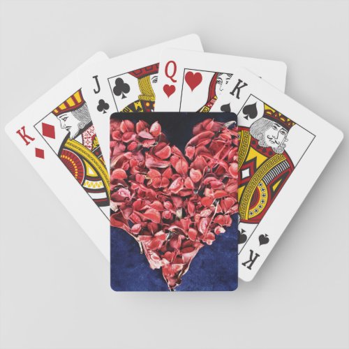 Romantic Love Rose Petal Red Heart Poker Cards