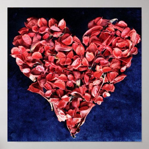 Romantic Love Rose Petal Red Heart Poster