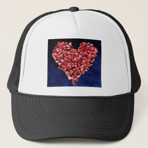 Romantic Love Rose Petal Red Heart Trucker Hat
