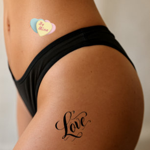 Romantic Love Sheet - Swans, Hearts, Wings  Temporary Tattoos