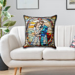 Romantic Love Stained Glass Style European Wedding Throw Pillow<br><div class="desc">Immerse yourself in the timeless elegance of old world romance with our exquisite European Inspired Fine Art Elegant wedding design. Crafted with the utmost attention to detail, this unique collection brings to life the enchanting essence of a classical Victorian wedding, infused with the vibrant hues and intricate patterns reminiscent of...</div>