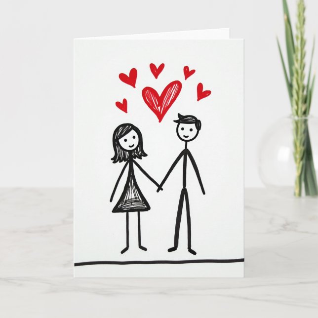 Romantic Love Stick Figure Card (Front)