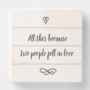 Romantic Love Story Wedding Calligraphy Keepsake Wooden Box Sign