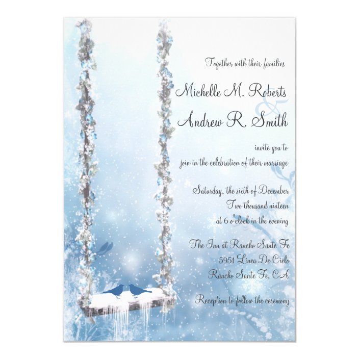 Romantic Love Swing Winter Wonderland Wedding Invitation Zazzle Com