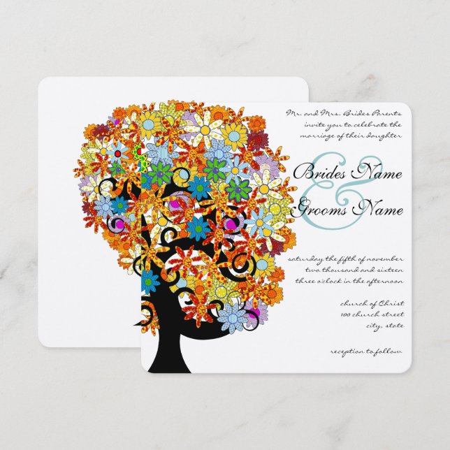 Romantic Love Tree Wedding Invitation (Front/Back)