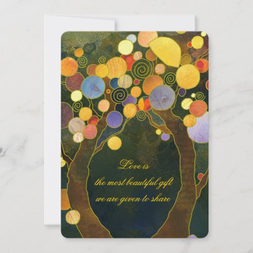 Romantic Love Trees Wedding Invitation (Dark Back)