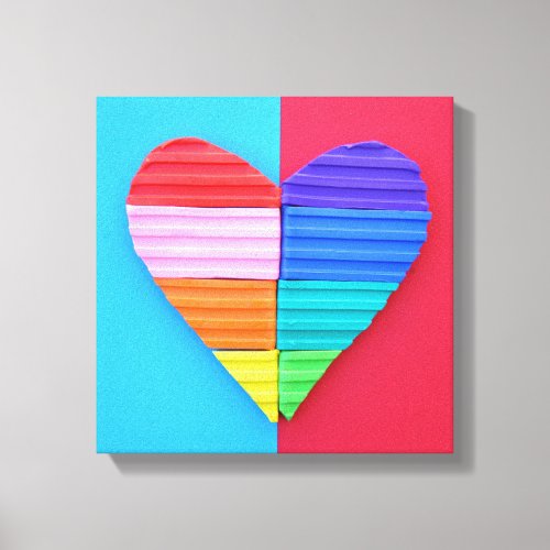 Romantic Love Twin Rainbow Hearts Canvas Print