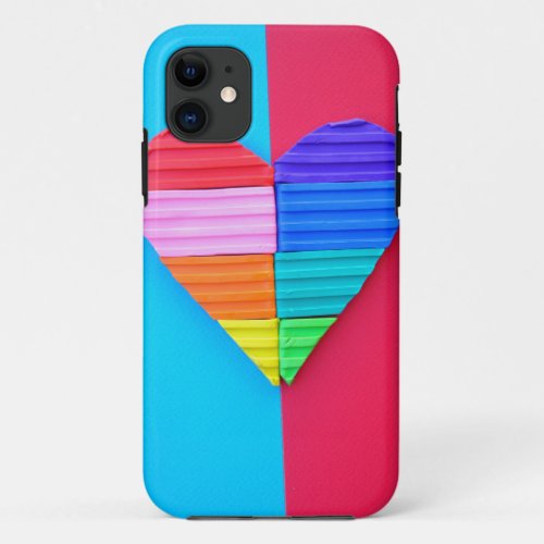 Romantic Love Twin Rainbow Hearts iPhone 11 Case