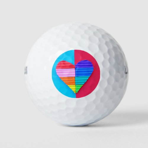 Romantic Love Twin Rainbow Hearts Golf Balls