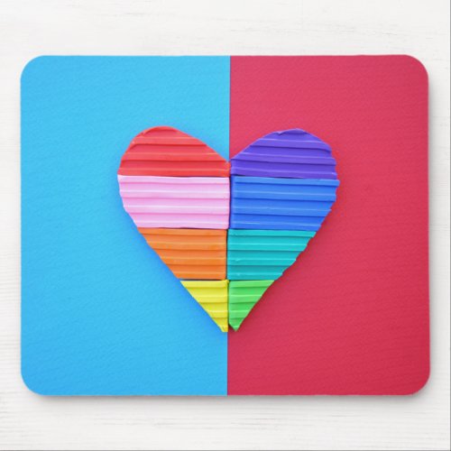 Romantic Love Twin Rainbow Hearts Mouse Pad