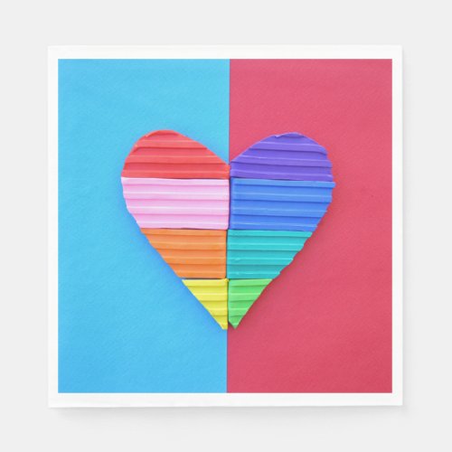 Romantic Love Twin Rainbow Hearts Napkins