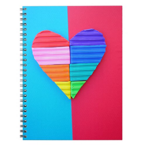 Romantic Love Twin Rainbow Hearts Notebook