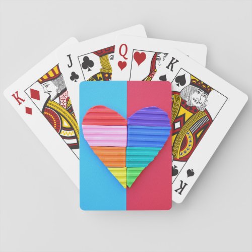 Romantic Love Twin Rainbow Hearts Playing Cards