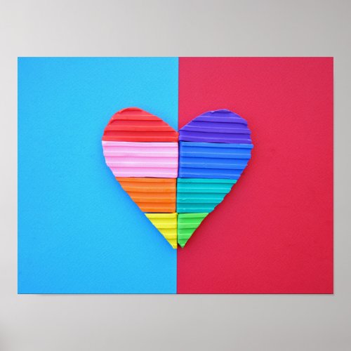 Romantic Love Twin Rainbow Hearts Poster