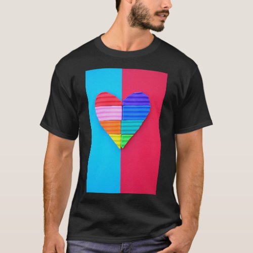 Romantic Love Twin Rainbow Hearts T_Shirt
