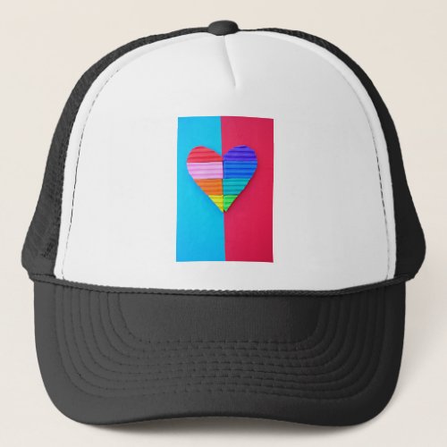 Romantic Love Twin Rainbow Hearts Trucker Hat
