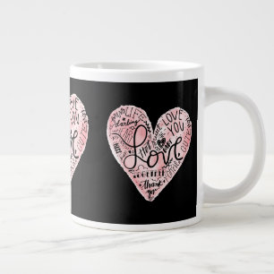 Romantic Love Typography Heart Giant Coffee Mug