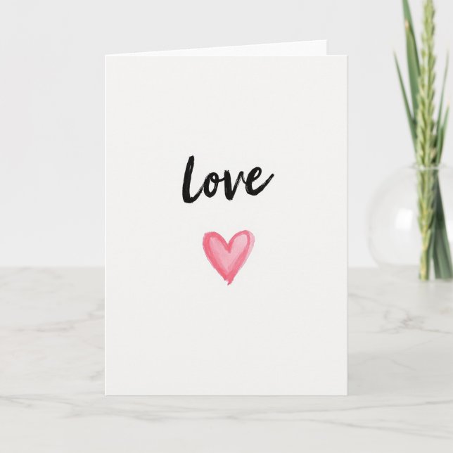 Romantic Love Watercolor Heart Card (Front)
