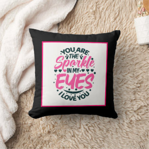Romantic love word art Anniversary Throw Pillow