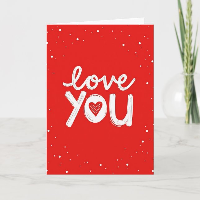 Romantic Love You Brushstroke Dots Card (Front)