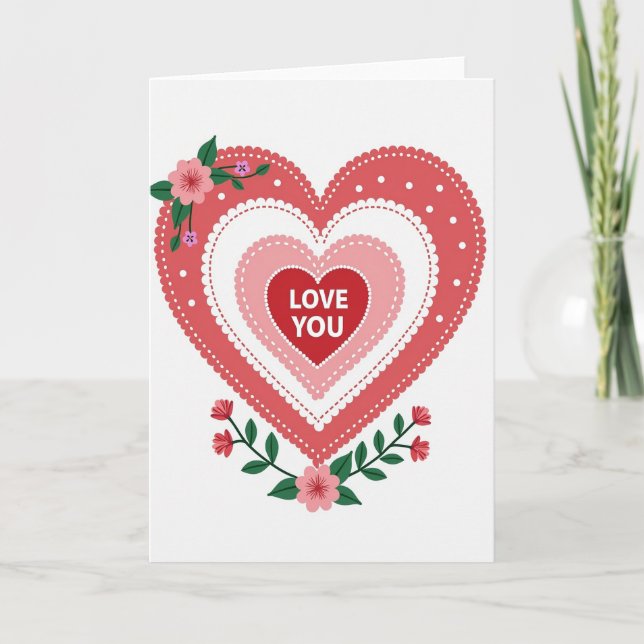 Romantic Love You Heart Card (Front)